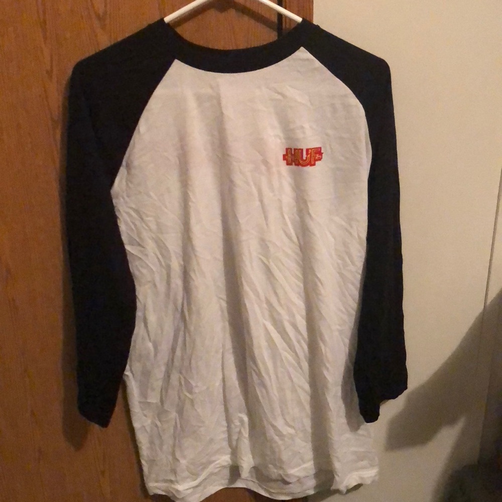 Huf white and Black baseball tee